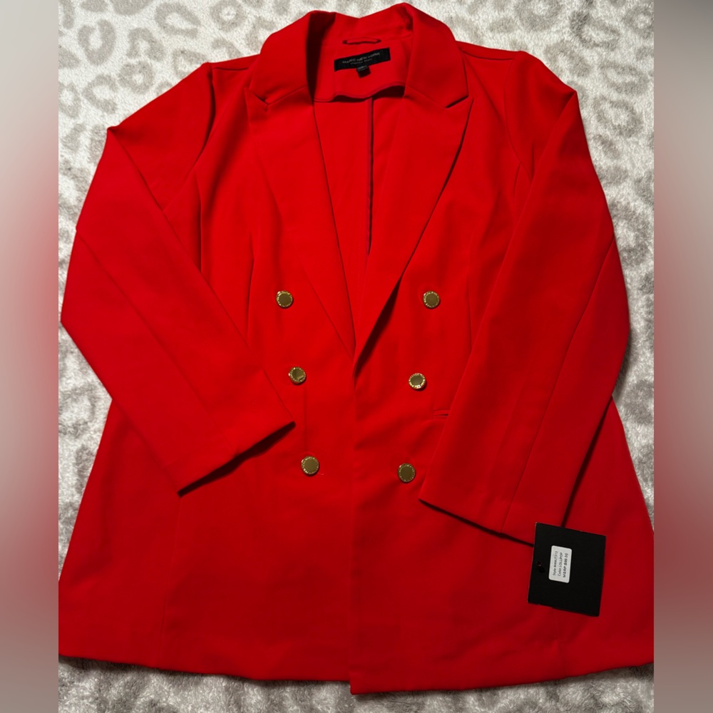 Marc New York Bold Red Double-Breasted Blazer NWT Size L